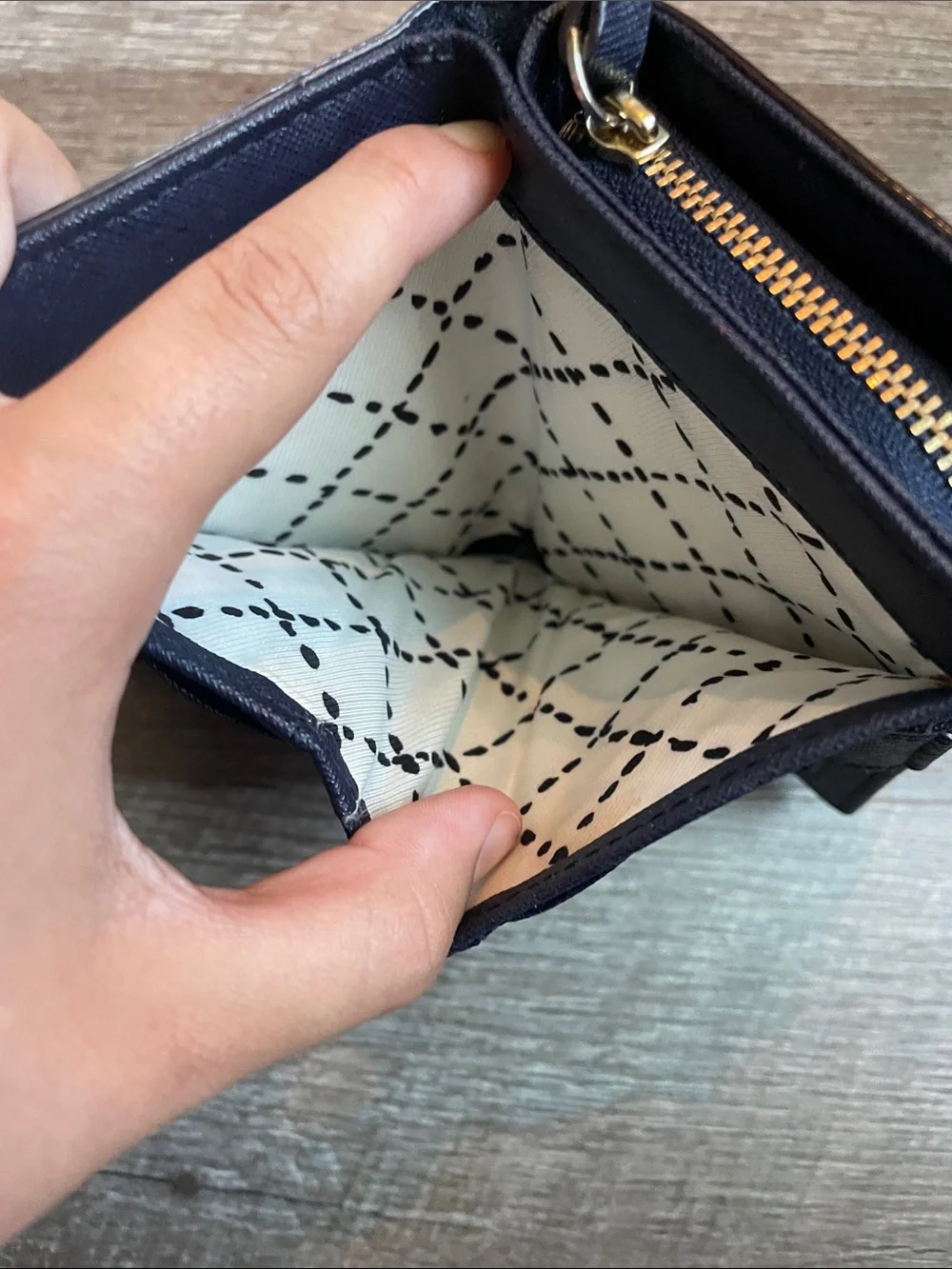 Kate Spade Women’s Dark Blue Medium Bifold Zip Wallet